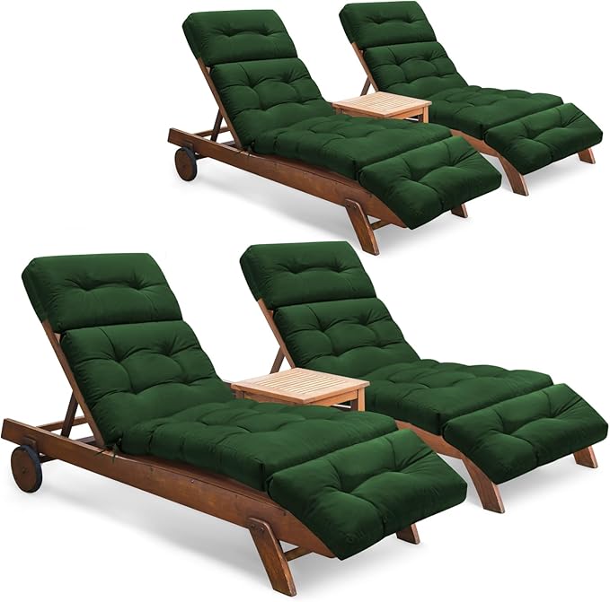 Outdoor Chaise Lounge Chair Cushion Set of 4, Thickened 74.4 x 22 x 4.7 Inches by Tycdiose