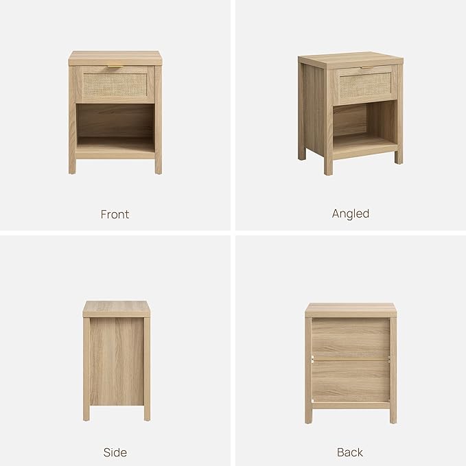 SICOTAS Rattan Nightstands Set of 2, Farmhouse Night Stand Bedside Table - Image 8
