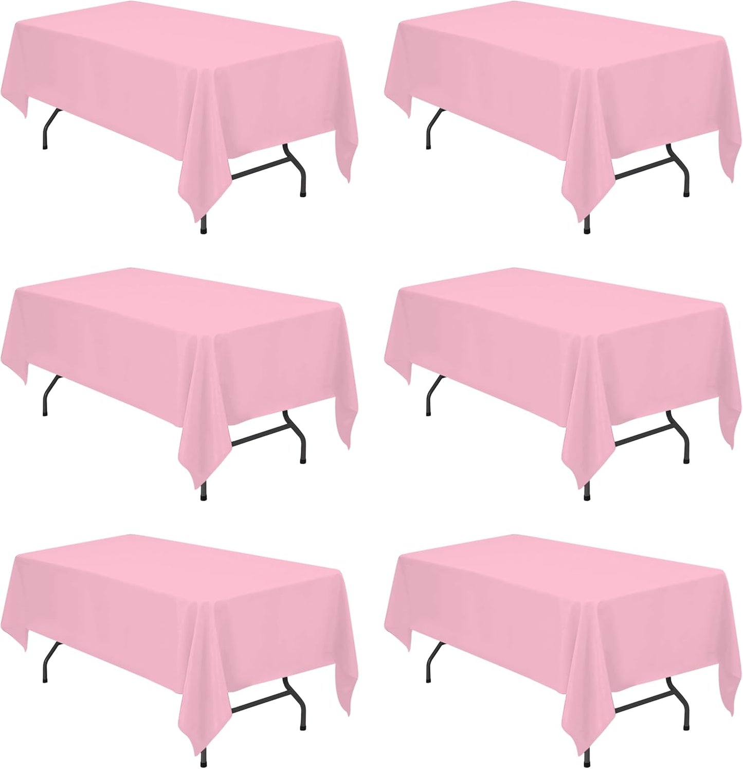 BRILLMAX 6 Pack Pink Tablecloths for 6 Foot Rectangle Tables 60 x 102 Inch - 6ft Rectangular Bulk Linen Polyester Fabric Washable Cloth Cover for Wedding Reception Banquet Birthday Party