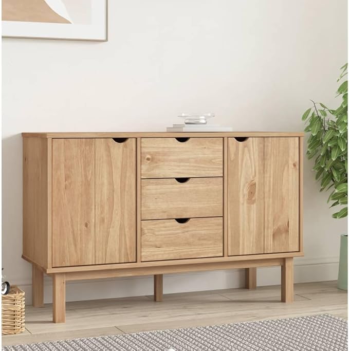 Scandinavian Sideboard with 5 Compartments, 3 Drawers and 2 Solid Wood Doors in by QZZCED