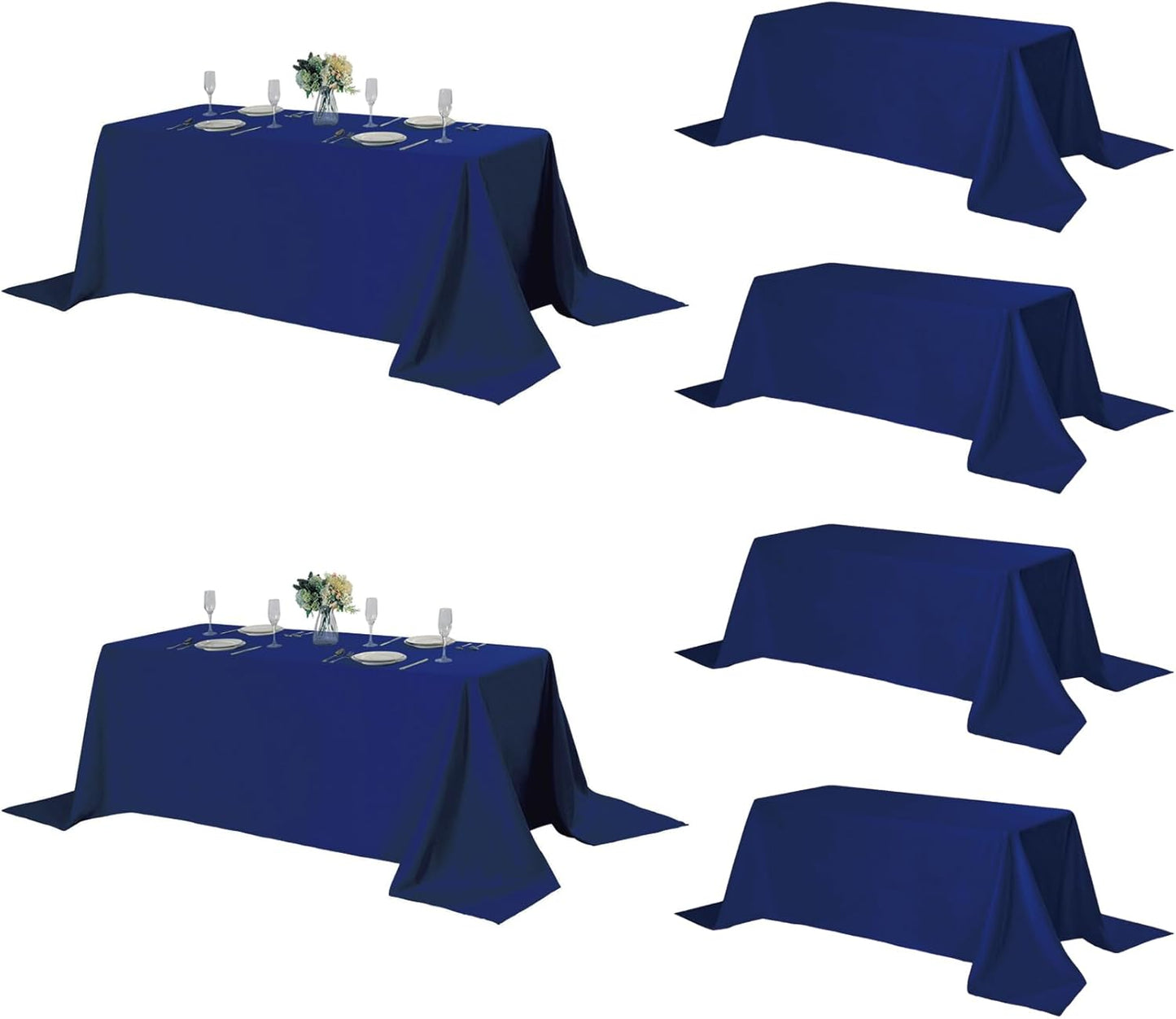 Fokitut 6 Pack Rectangle Tablecloth, 90x156 Inch, Stain Resistant and Wrinkle Polyester Table Cloth, Fabric Table Cover for Kitchen Dining, Wedding, Party, Holiday Dinner-Royal Blue