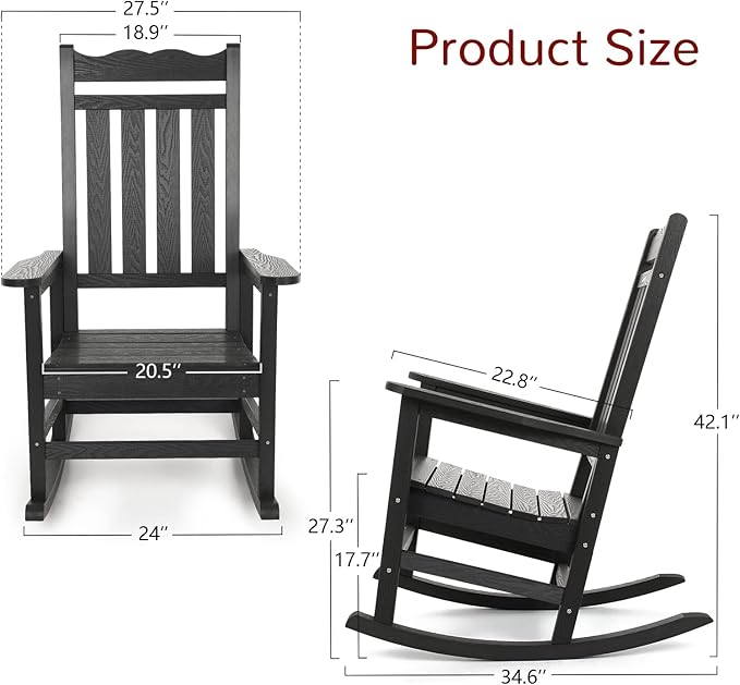 Stoog All-Weather Outdoor Rocking Chairs Set of 2, Oversized Rocking Chairs - Image 3