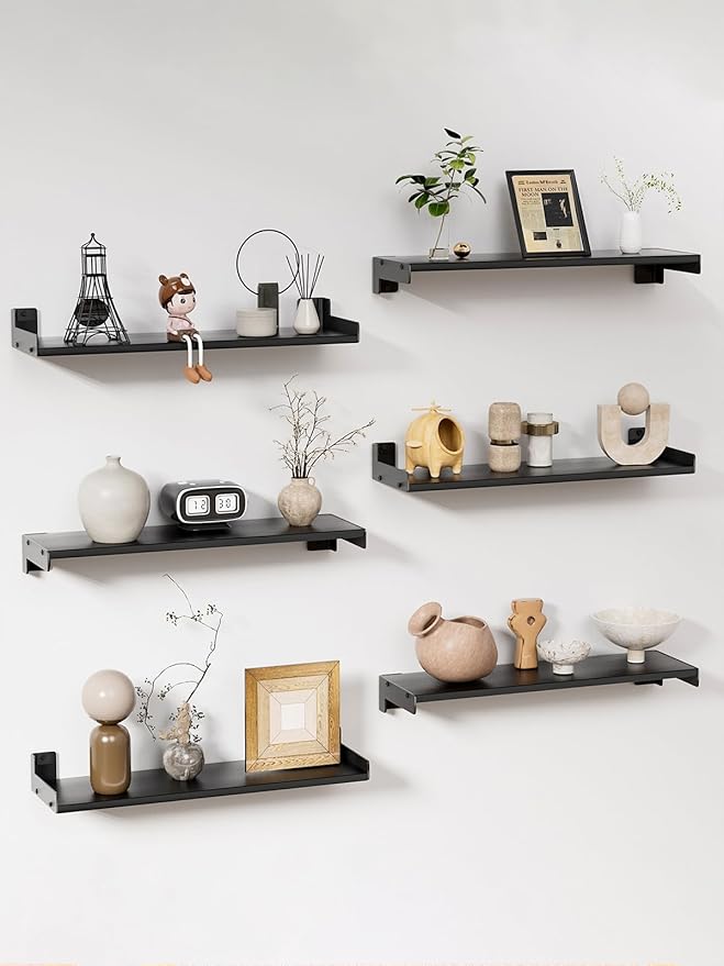 Floating Shelves for Wall, Shelves for Decor Storage Set of 6, Wall Mounted by FNBAR