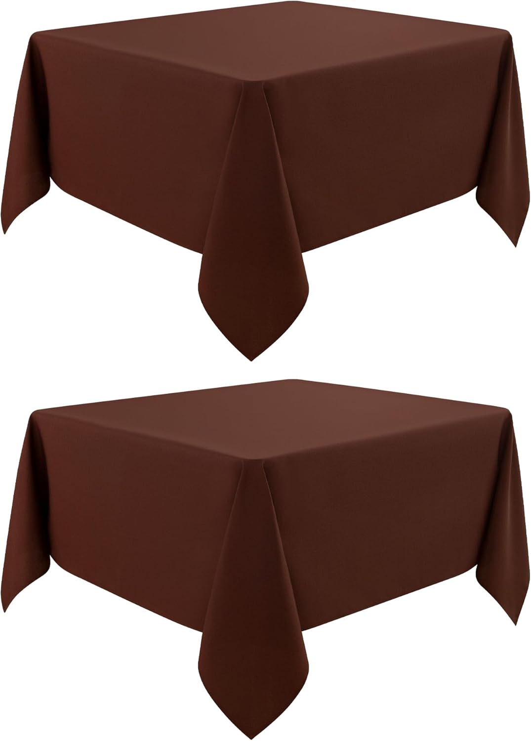 2 Pack Square Table Cloth 52X52 Inch Chocolate Washable Fabric Tablecloth Polyester Solid Dining Table Cover for Birthday Party Dinner Holiday Outdoor Indoor
