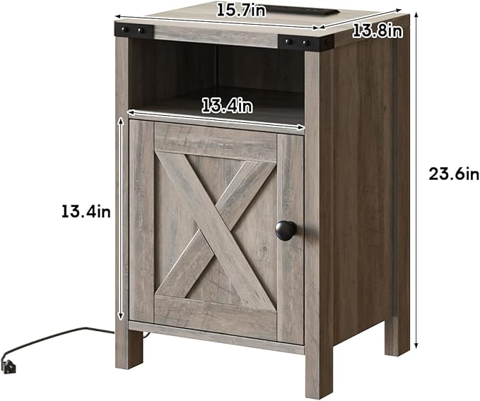Fameill Farmhouse End Tables Set of 2, Nightstands - Image 3