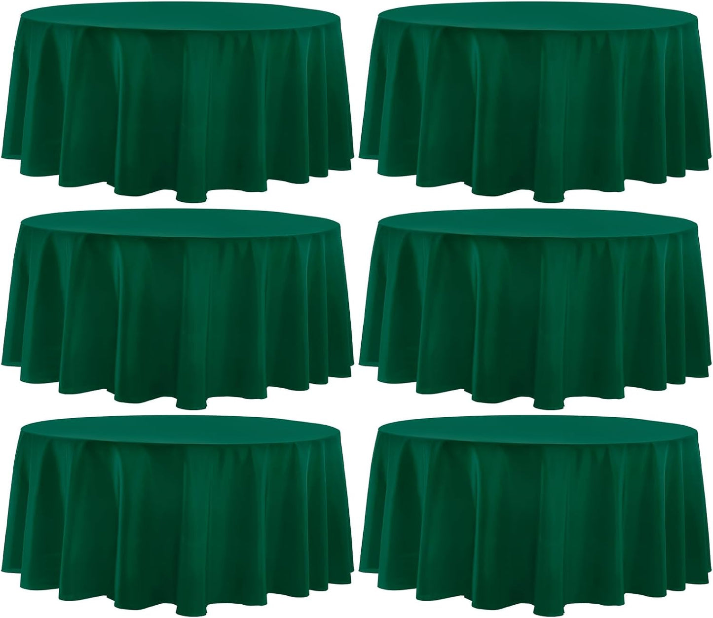 Round Tablecloth 6 Pack 108 Inch Dark Green Tablecloths Washable Decorative Linen Polyester Table Clothes Cover for Dining Table Banquets Buffet Parties and Wedding