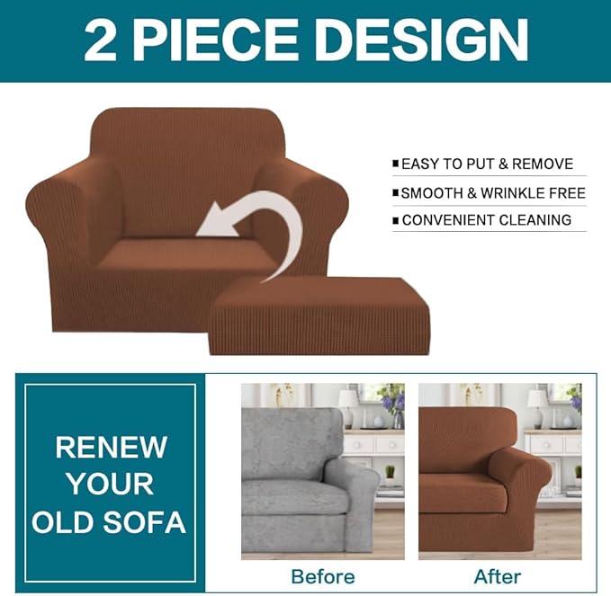 Turquoize 2 Piece Chair Covers Chair Slipcovers - Image 4