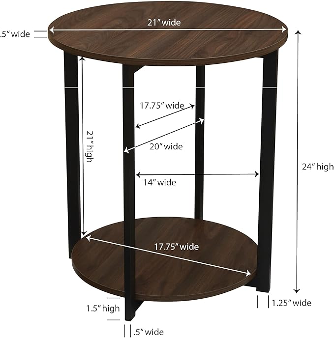 Household Essentials Jamestown Round Side End Table - Image 3
