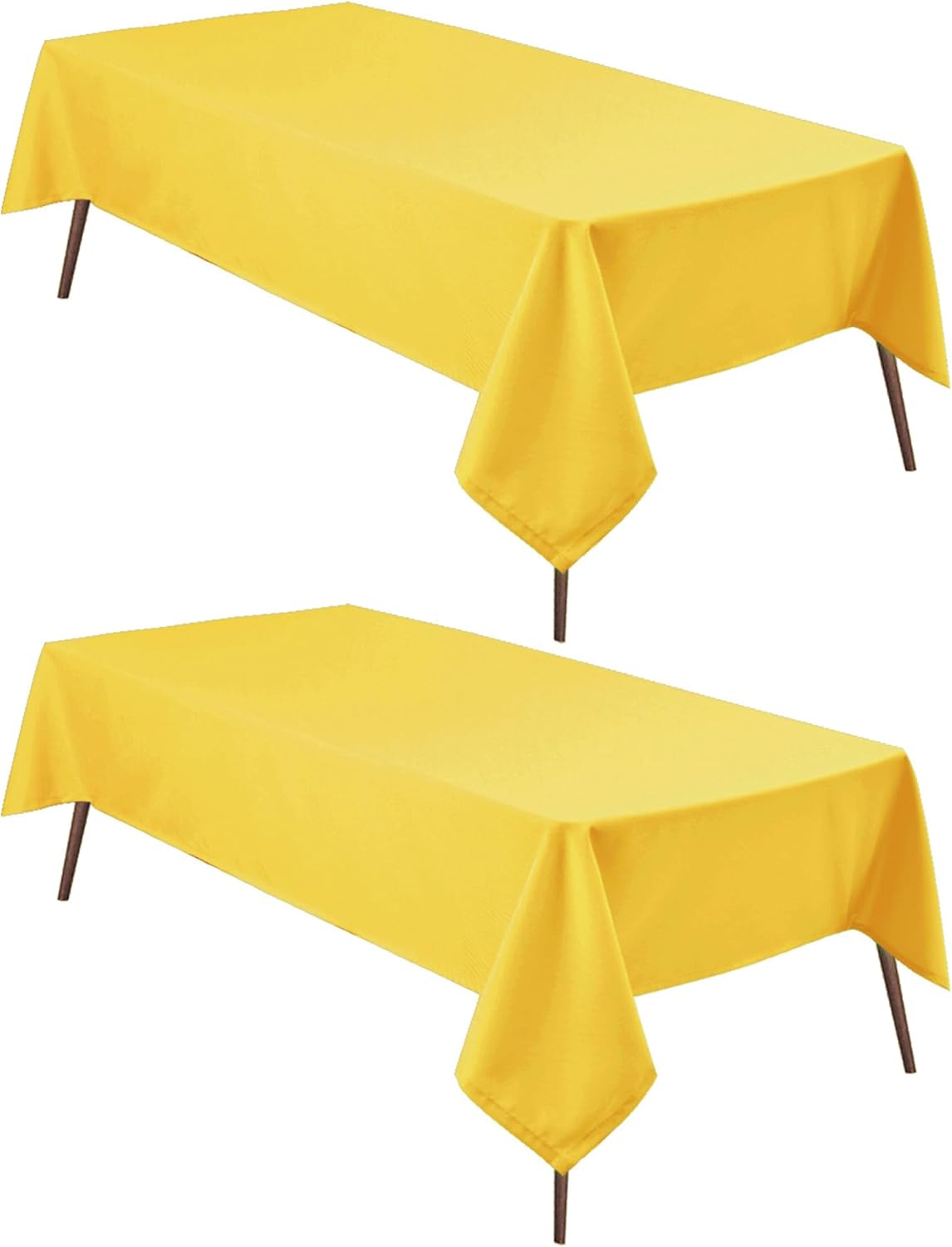 Hiasan 2 Pieces Yellow Rectangle Tablecloth - Spillproof and Waterproof Washable Table Cloth for Dining Room Kitchen Camping, 52 x 70 Inch