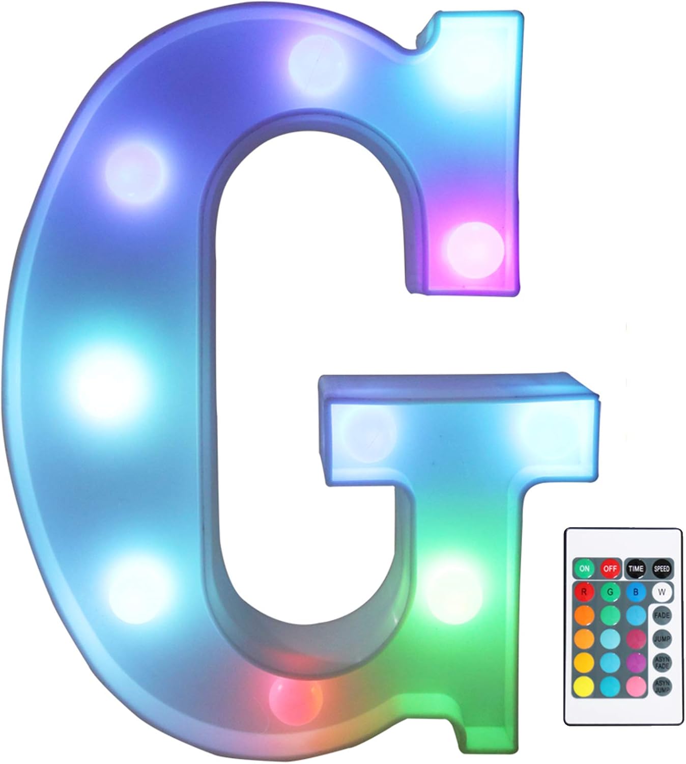 Pooqla Colorful LED Marquee Letter Lights with Remote – Light Up Marquee Signs – Party Bar Letters with Lights Decorations for The Home - Multicolor G