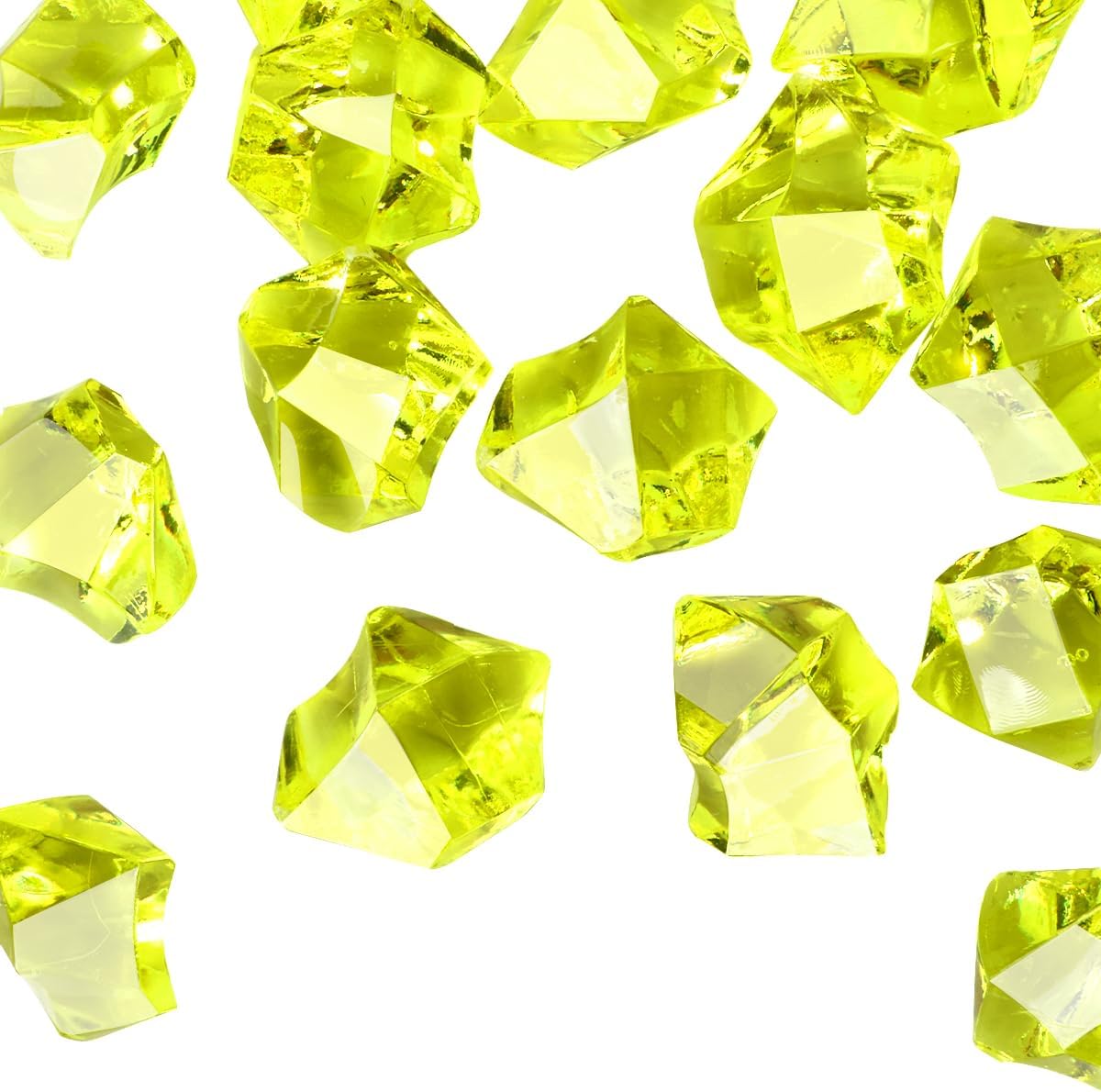Babenest Acrylic Crushed Ice Rocks, 150 PCS Fake Crystals Plastic Ice Cubes Diamonds Gems for Vase Fillers, Home Decoration, Table Scatter, Event, Wedding, Arts & Crafts (Yellow)