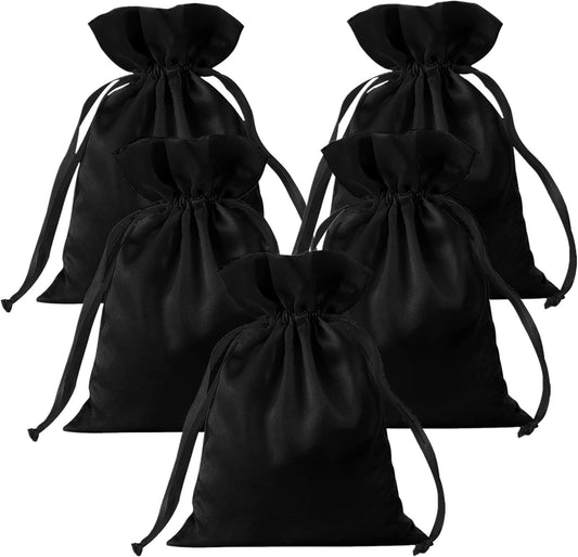 35pcs Black Satin Bags with Drawstring, 5x7 Inches Drawstring Gift Bags, Party Favor Bags Drawstring Pouch for Baby Shower, Bridal Shower, Christmas, Party Supplies, Candy, Jewelry Bags