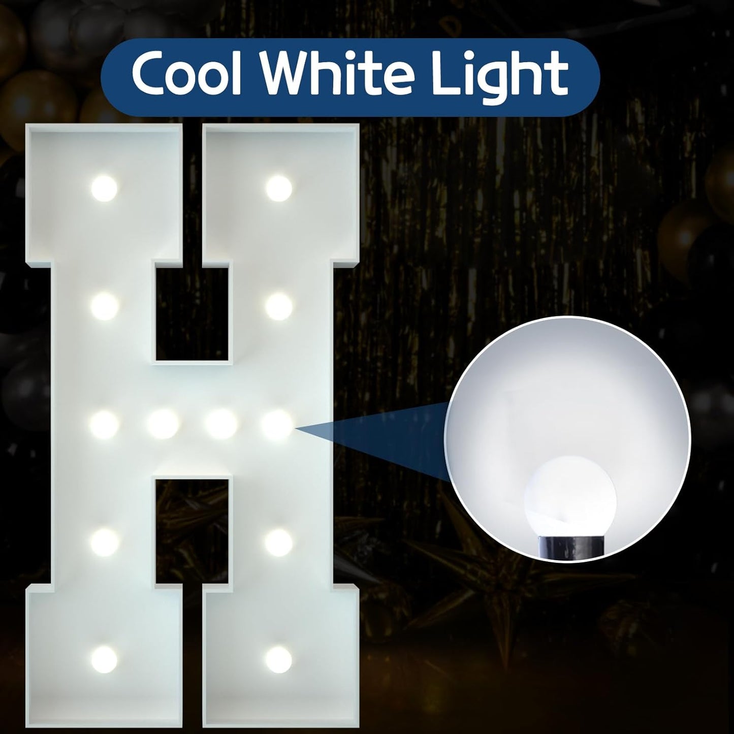 Marquee Letters 4 Feet Tall Large Light Up Letters Baby Shower Decorations Wedding Engagement Happy birthday White Party Decorations Marry Me Sign Big Cardboard Backdrop H