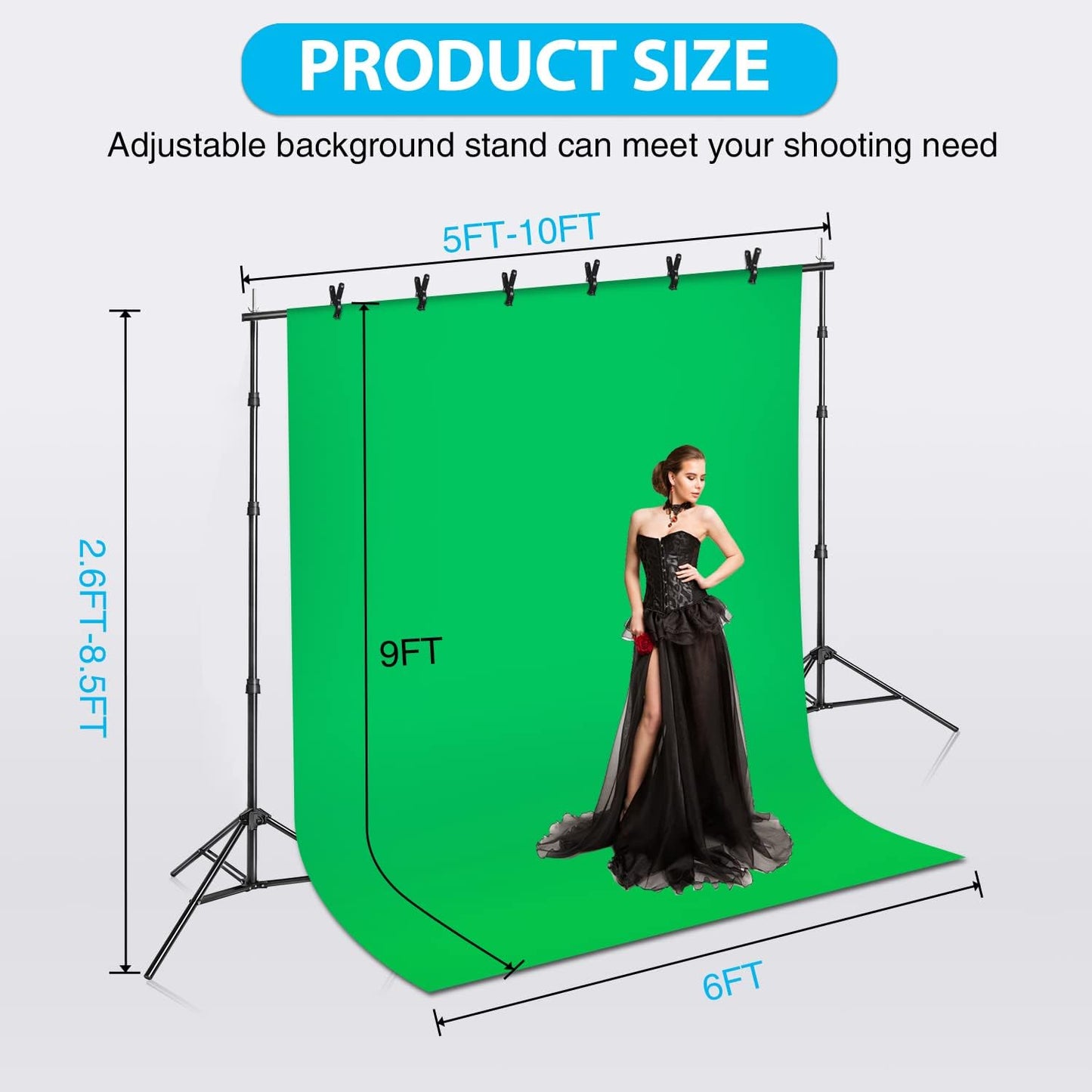 Yesker Photography Lighting Kit 8.5 x 10 ft Background Support System Umbrellas Softbox Continuous Lighting Kit for Photo Shoot Studio Portrait, Product and Video Recording Photography
