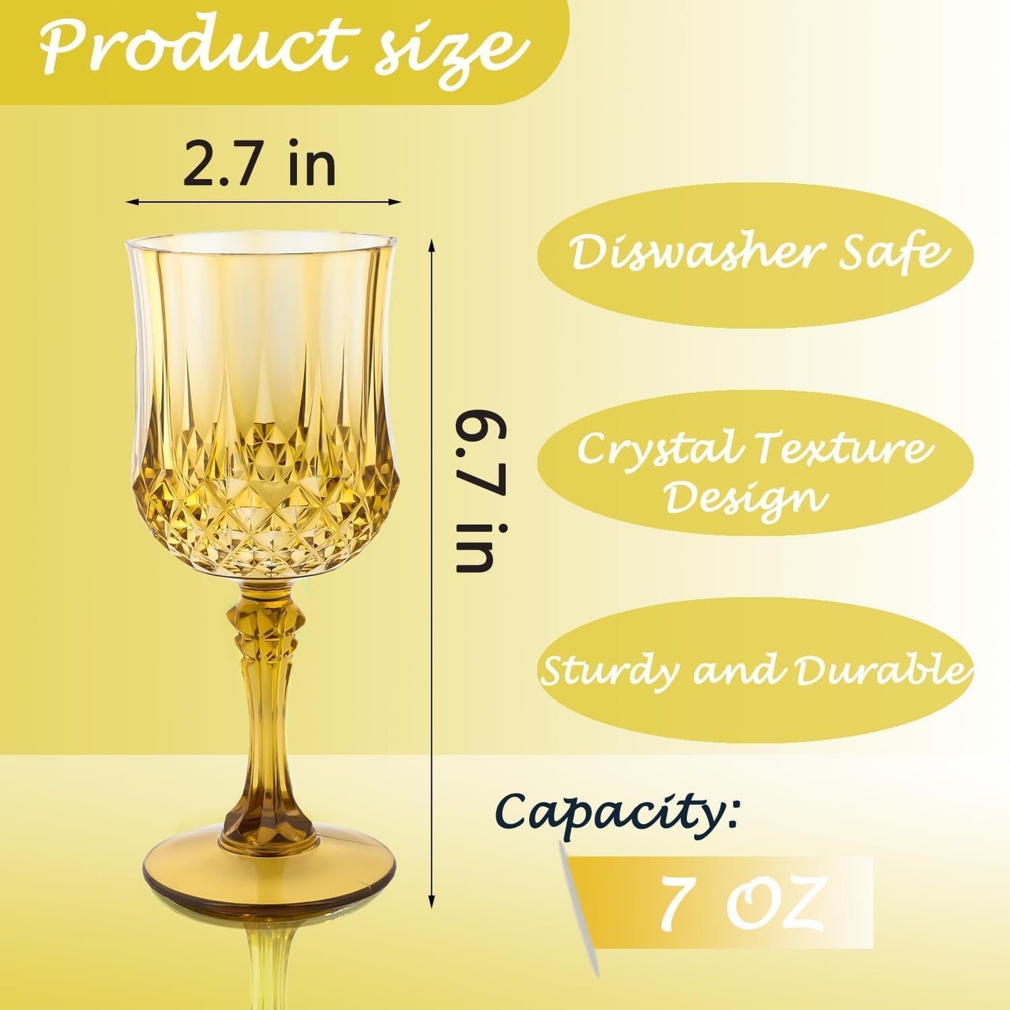 Plastic Wine Glasses，100PCS Gold Plastic Goblets Vintage Style Cordial Drinking Glasses for Wedding Reception, Grand Event Party Supplies (100, Gold)