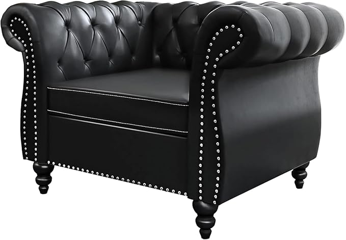 Mid-Century Sofa Chair, Faux Leather Accent Chair - Image 6