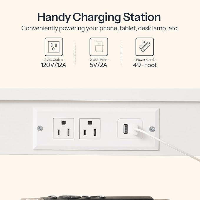 HOOBRO Side Table with Charging Station and USB Port, Small End Table - Image 4