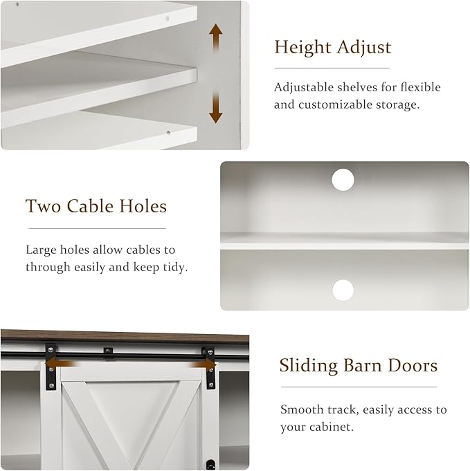 4 EVER WINNER TV Stand for 65 Inch TV for Living Room, Modern Farmhouse Barn - Image 3