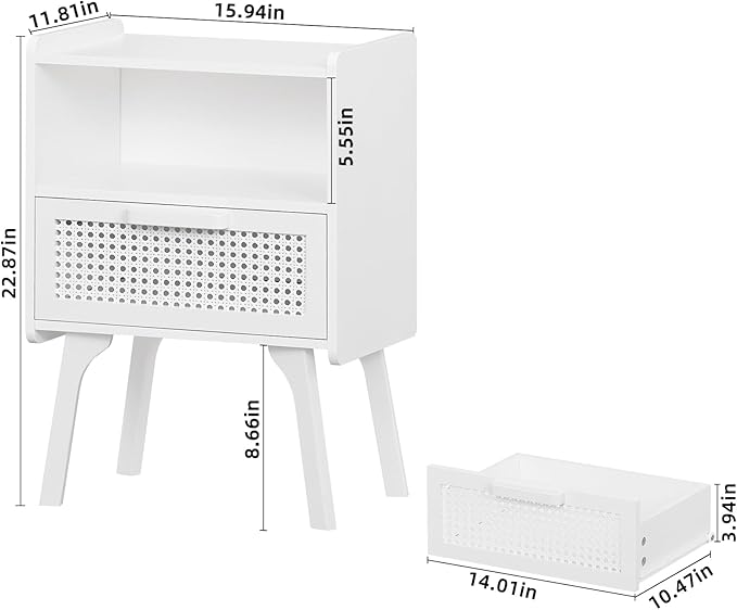 Lerliuo Rattan Nightstands Set of 2, Side Table - Image 3