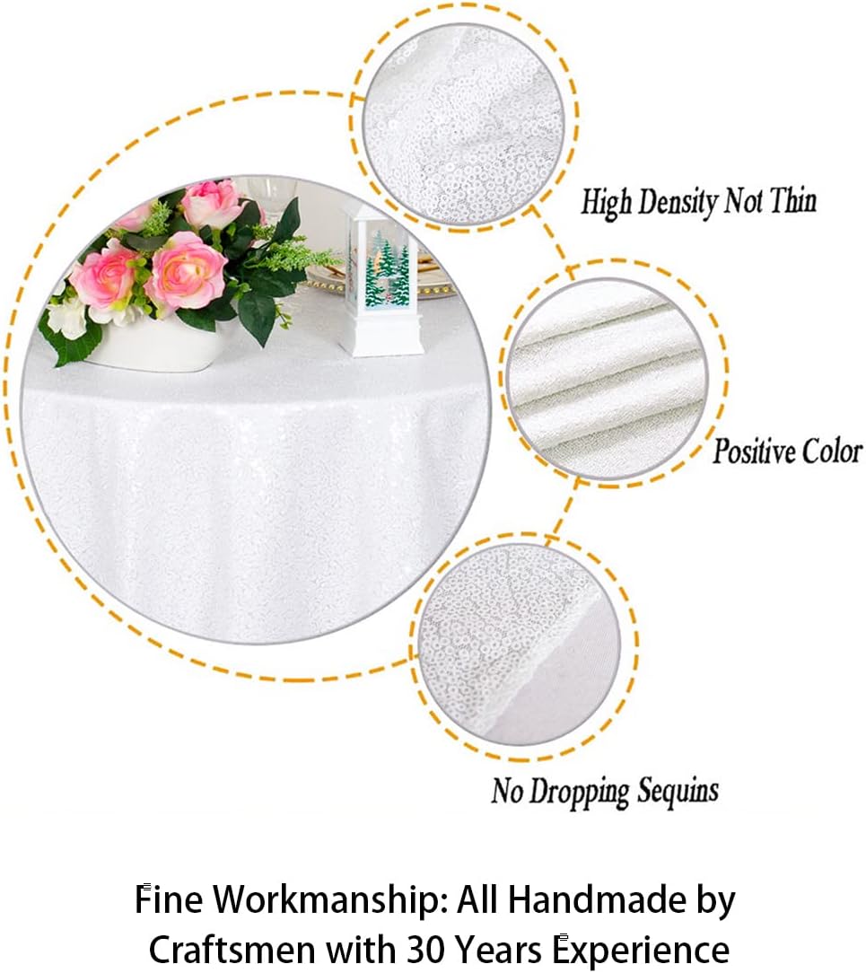 ShinyBeauty Sequin Tablecloth Square 54x54-Inch White Table Cloths for Round Table White Sequin Fabric Tablecloth Overlay Glitter Linen for Parties Small Square Tablecloth for Wedding