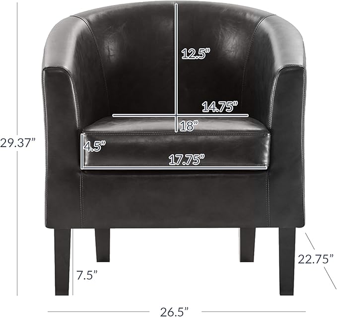 BELLEZE Accent Barrel Chair, Linen Round Chair Club Tub Sofa Corner Chair - Image 3