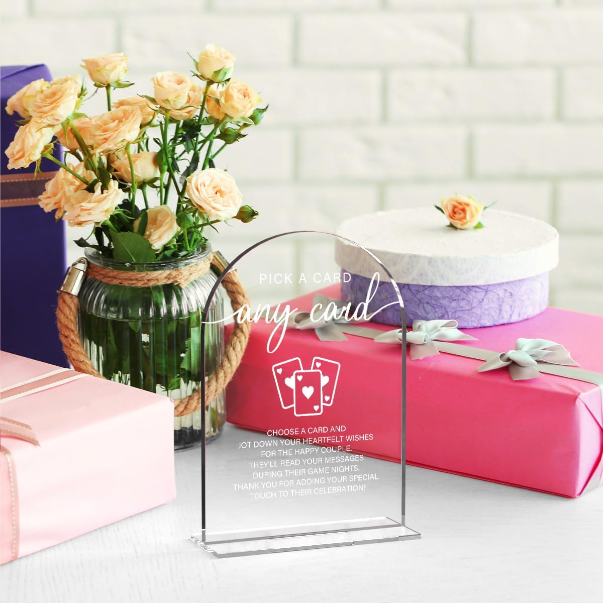 Acrylic Wedding Sign Pick A Card Sign for Wedding Wedding Signs for Ceremony Modern Calligraphy Arch Acrylic Table Top Sign for Wedding Reception and Event Party Table