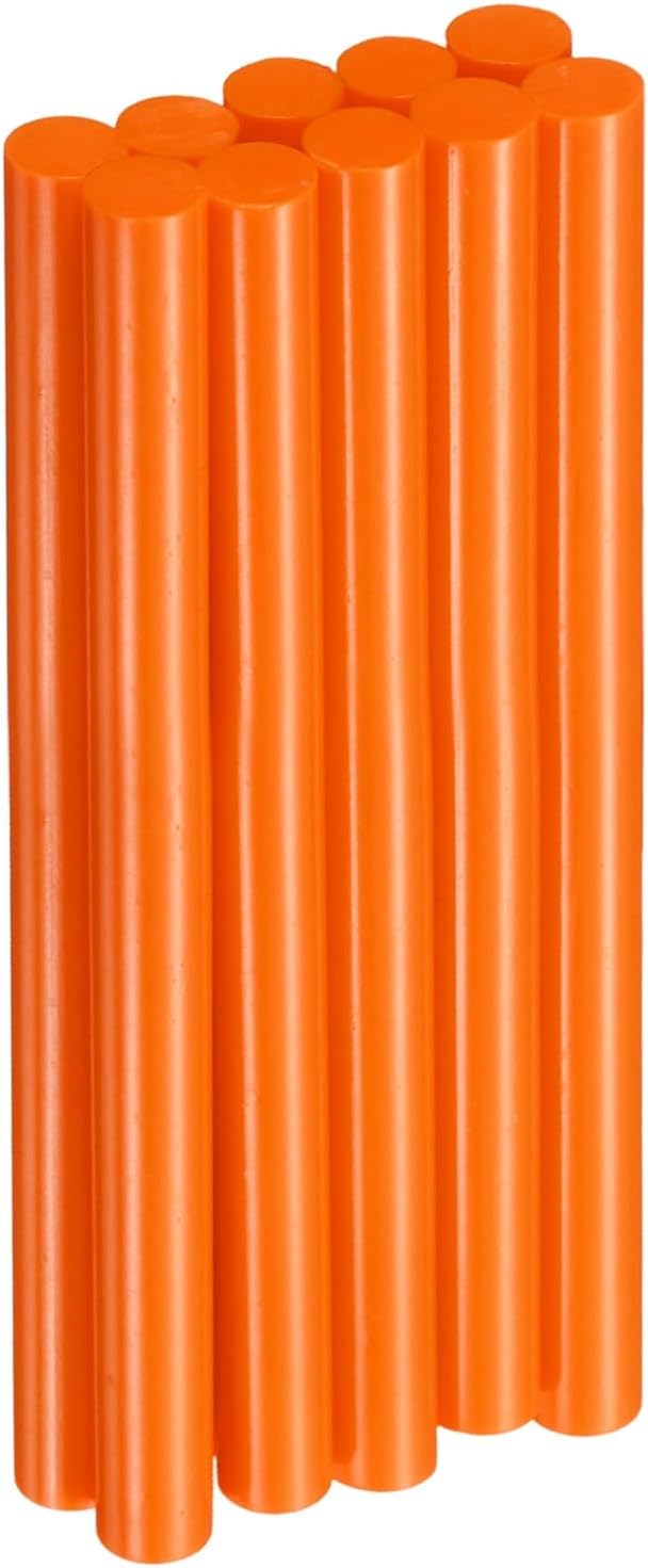 HARFINGTON 10pcs Hot Glue Sticks 0.43" Dia x 5.91" Long EVA Mini Hot Melt Adhesive Glue Stick for Hot Melt Gun Wood Plastic Glass Flowers Fabrics Foam, Orange