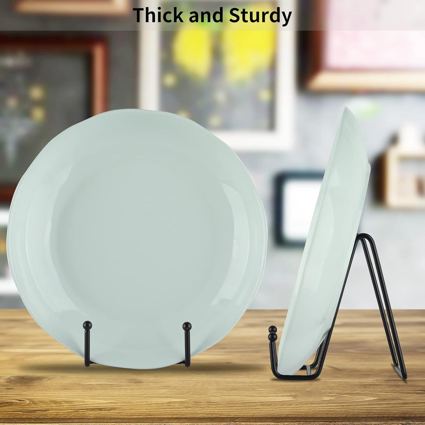 IBosins 5 Pack 4 Inch Plate Holder Display Stands, Metal Black Frame Stand for Picture, Book, Photo Easel, Creation, Collectibles