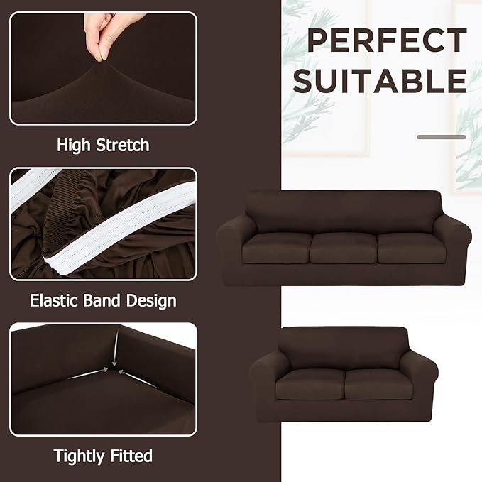 HunnmingRe Sofa Covers for 3 Cushion Couch Stretch Sofa and Loveseat Covers Set - Image 4