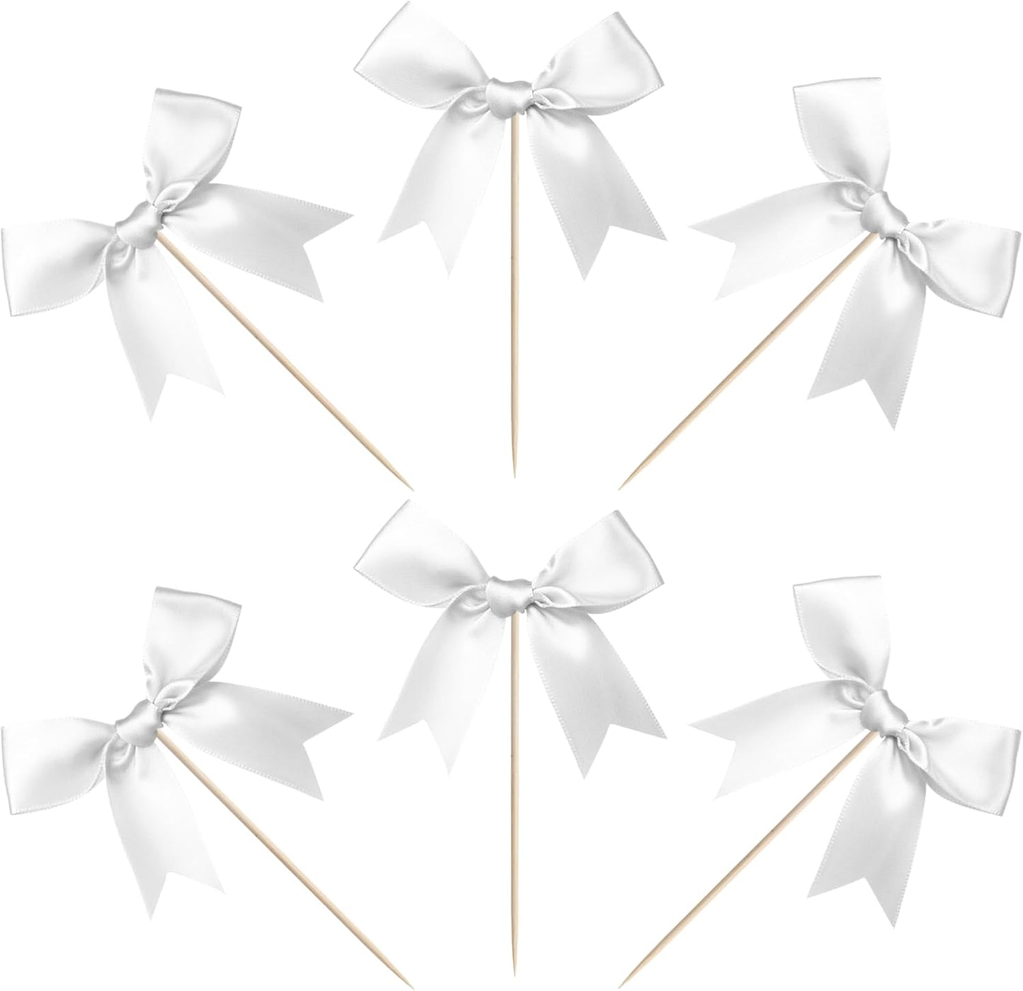 24 PCS Bow Cupcake Toppers Bow Cupcake Picks Bowknot Birthday Party Decorations Bowknot Cake Dessert Picks for Baby Shower Birthday Wedding Bridal Engagement Party Cake Decorations Supplies Silver