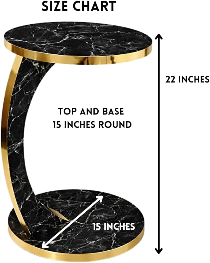 Luxury C Shaped Golden Effect Side Table - Image 3