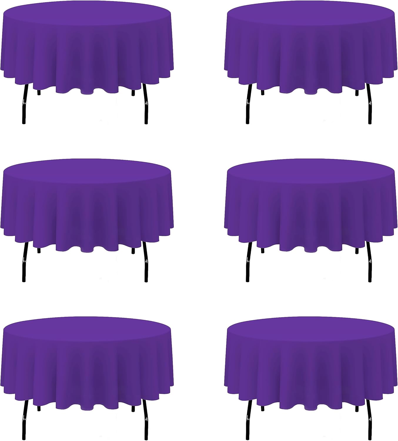 BRILLMAX 6 Pack Purple Round Tablecloths 90 Inch - Circle Bulk Linen Polyester Fabric Washable Table Cloth Cover for Wedding Reception Banquet Birthday Party Buffet Restaurant