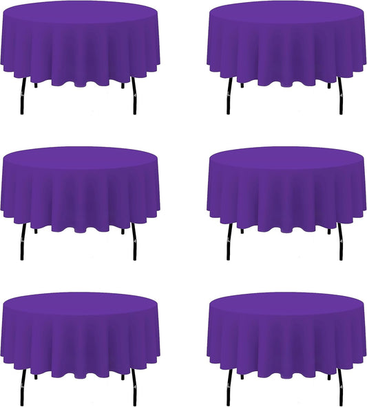BRILLMAX 6 Pack Purple Round Tablecloths 90 Inch - Circle Bulk Linen Polyester Fabric Washable Table Cloth Cover for Wedding Reception Banquet Birthday Party Buffet Restaurant