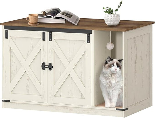 Hzuaneri Cat Litter Box Enclosure, Hidden Litter Box Cabinet Furniture by Hzuaneri