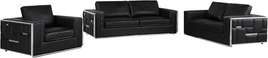 Blackjack Furniture Catania Modern Top Grain Italian Leather Sofa Set by BlackjackFurniture