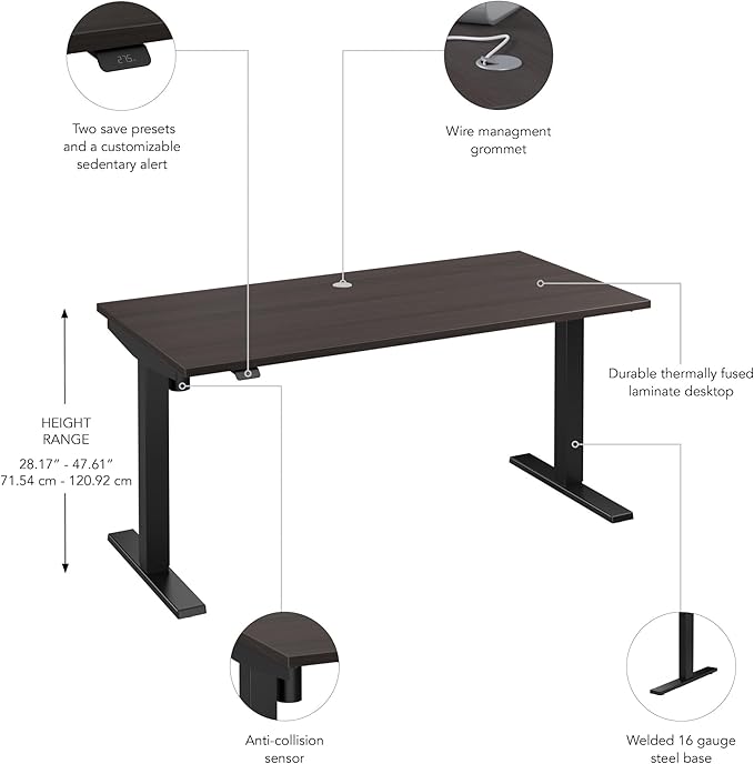 Bush Business Furniture 60-inch Electric Height Adjustable Standing Desk - Image 7