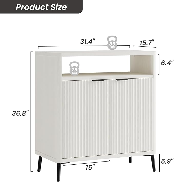 Fatmok 31.4" Fluted Buffet Cabinet - Image 2