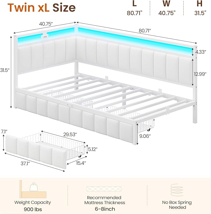 DICTAC Corner Twin XL Bed Frame - Image 2