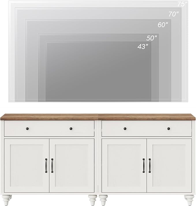 WAMAPT Buffet Cabinet with 4 Doors and 2 Drawers, Large Coffee Bar Table Wood - Image 8