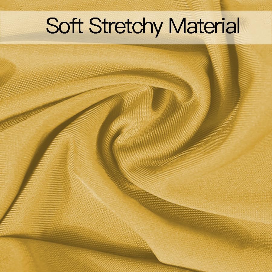 100PCS Spandex Stretch Gold Chair Sashes Bows Universal Elastic Chair Cover Bands Ties with Buckle Slider for Wedding Party Birthday Reception Event Banquet Decoration(Gold)