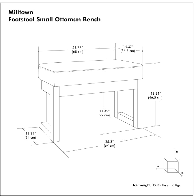 SIMPLIHOME Milltown Small Ottoman Bench - Image 12
