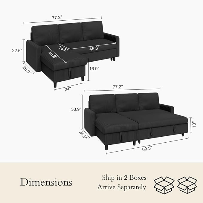 JAMFLY Pull Out Sleeper Sofa Bed - Image 2