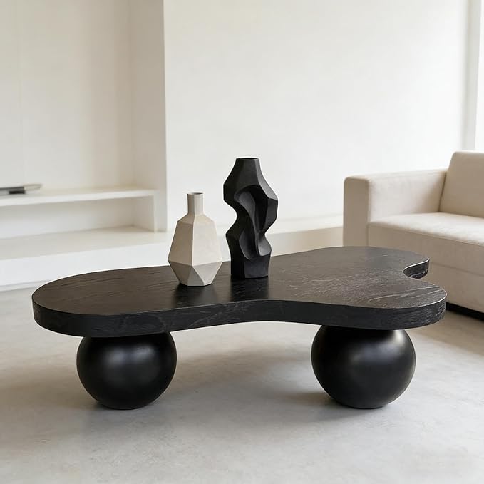 46" Cloud Coffee Table with 3 Ball Legs, Modern Irregular Center Table - Image 9