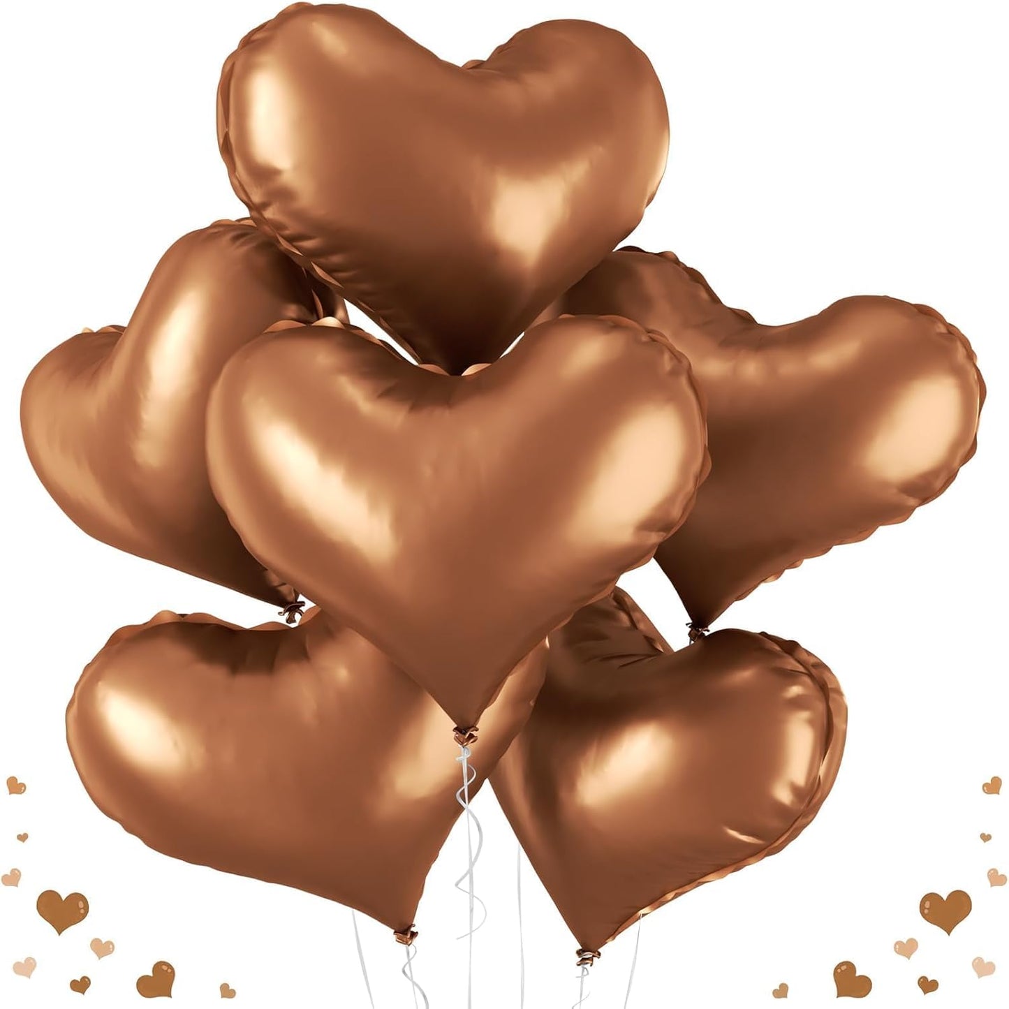 24 Inch Brown Heart Balloons, Coffee Heart Shaped Foil Balloons, Tan Helium Balloon for Valentines Day Bridal Shower Anniversary Bachelorette Wedding Birthday Party Decorations