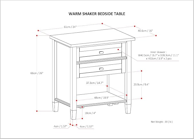 SIMPLIHOME Warm Shaker Bedside Table - Image 3