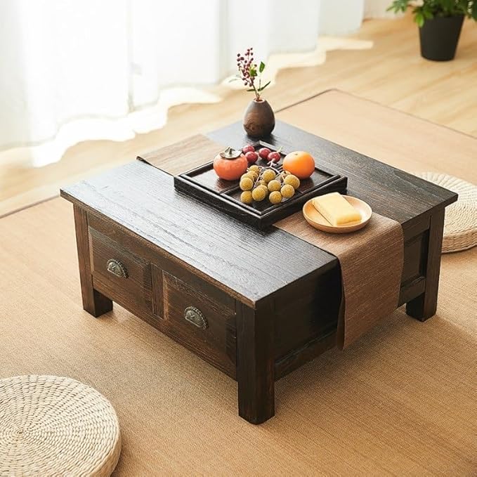 LUNIZ Nightstand Sofa Table Old Chinese Style Dining Table Wooden Storage - Image 5