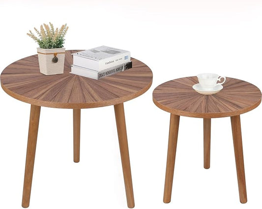Round Coffee Table Set of 2, Mid Century Modern Coffee Table, Small Farmhouse by ZYBTtoCreateHappyMemories