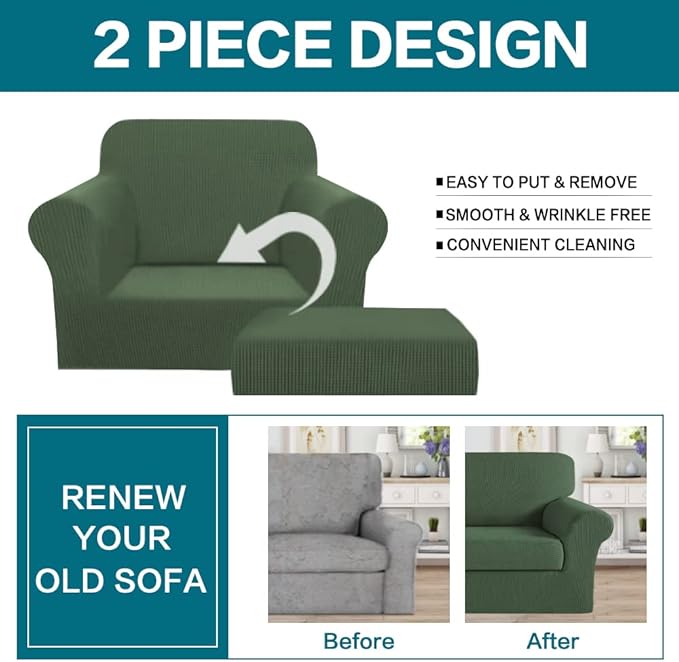 Turquoize 2 Piece Chair Covers Chair Slipcovers - Image 4