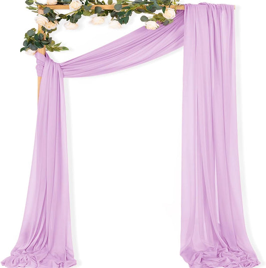 MLMC Lilac Purple Wedding Arch Draping Fabric 1 Panel 29" x 20 FT Extra Long Lavender Gauze Drapes Sheer Backdrop Curtains 6.6 Yards Outdoor Drapery Panels for Wedding Birthday Party Decoration