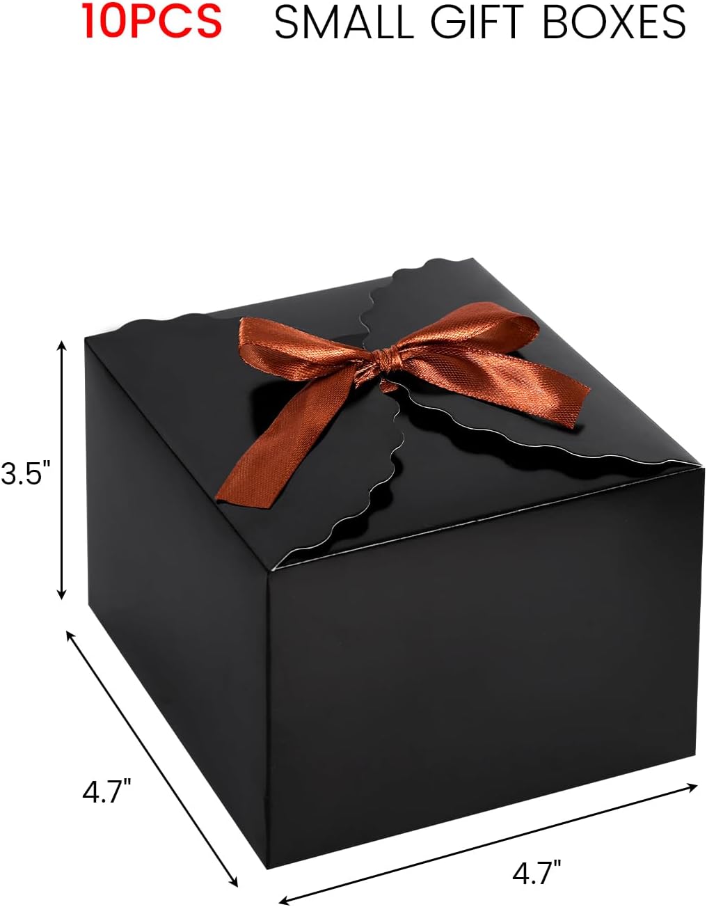 VGOODALL 10PCS Gift Candy Boxes, Black Treat Box with Ribbon Paper Candy Boxes for Wedding Cookie Chocolates Small Gifts